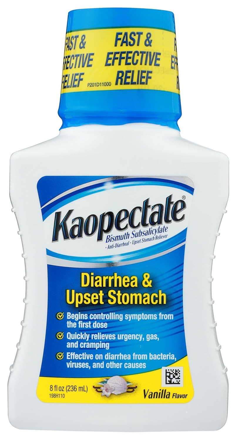 Kaopectate Vanilla Multi-Symptom 11Oz - Diarrhea Medication For Adults With Bismuth Subsalicylate, Anti-Diarrhea Medicine For Stomach Relief