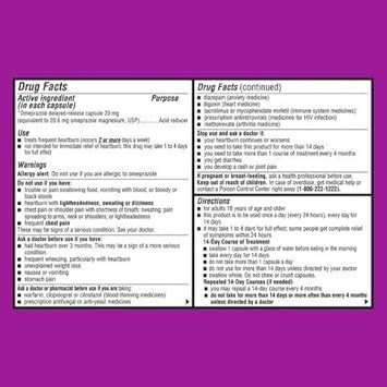 Ohm Omeprazole Delayed-Release Capsules, Treats Frequent Heartburn, 24Hrs, 20Mg Acid Reducer, 42 Capsules