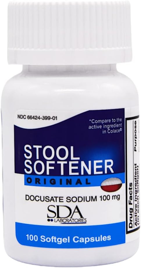 Sda Laboratories Original Stool Softener Docusate Sodium 100 Mg - 100 Softgel Capsules