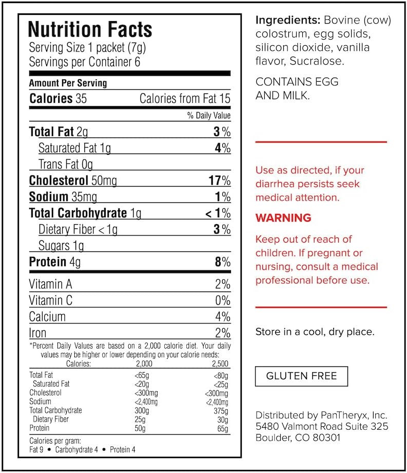 Diaresq Diarrhea & Immune Support Colostrum Drink Mix For Adults, 6 Ct, Rapid Recovery, Helps Restore Normal Intestinal Function, Vanilla Flavor