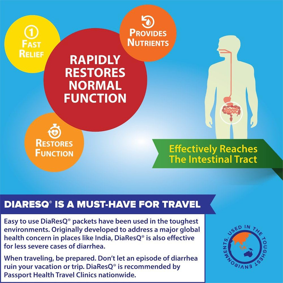 Diaresq Diarrhea & Immune Support Colostrum Drink Mix For Adults, 6 Ct, Rapid Recovery, Helps Restore Normal Intestinal Function, Vanilla Flavor