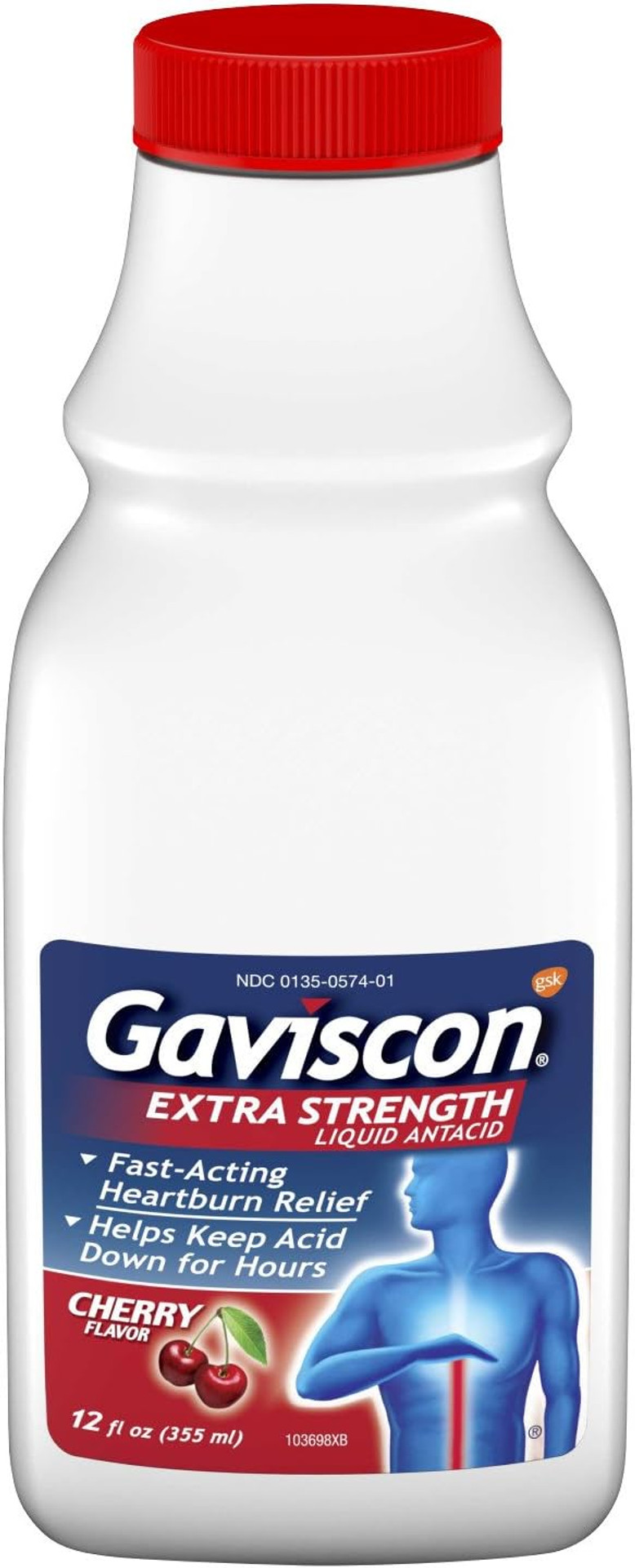 Gaviscon Extra Strength Cherry Liquid Antacid For Fast-Acting Heartburn Relief, 12 Ounces