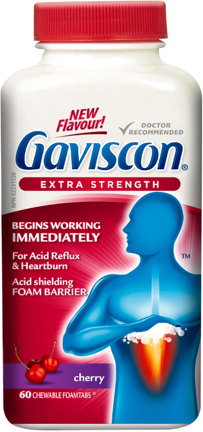 Gaviscon Extra Strength Cherry, 60 Count Chewable Foamtabs
