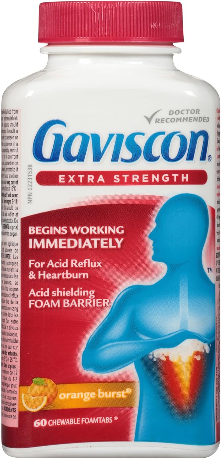 Gaviscon Extra Strength Orange Burst 60 Chewable Foamtabs
