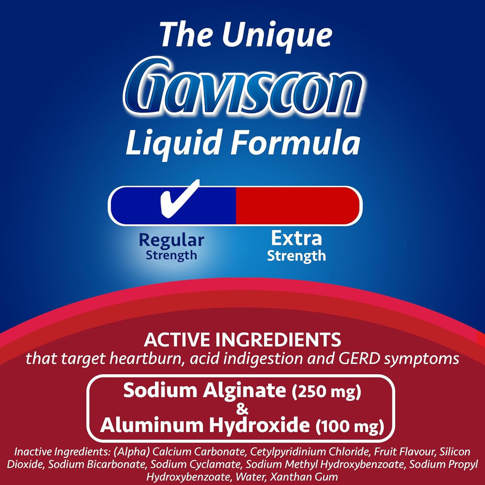 Gaviscon Fruit- Long-Lasting Acid Reflux And Heartburn Relief, 340Ml