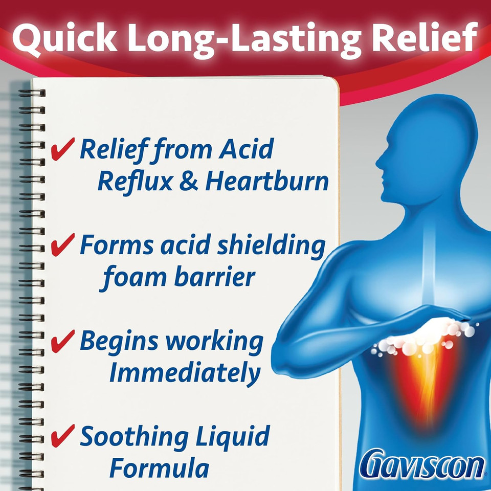 Gaviscon Fruit- Long-Lasting Acid Reflux And Heartburn Relief, 340Ml