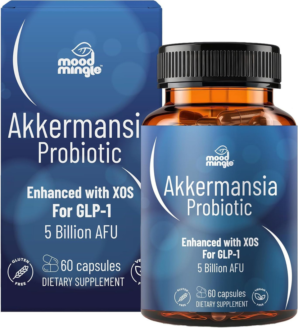 Akkermansia Muciniphila Glp-1 Probiotic Supplements - With Xos 5B Afu Vitamin B2 B6 B12 D3 Niacin Pantothenic Acid Increases Glp1 Production - Vegan Gluten-Free Capsules For Men Women (1 Pack)