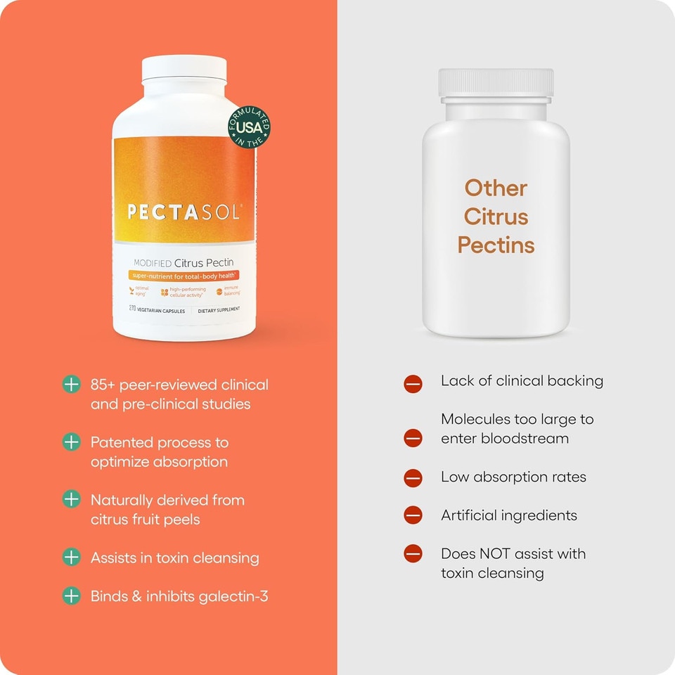 Pectasol Modified Citrus Pectin  270 Capsules  Total-Body Health Supplement To Support The Heart, Immune System, Inflammation Response & Healthy Aging + Maintain Healthy Galectin-3 Levels