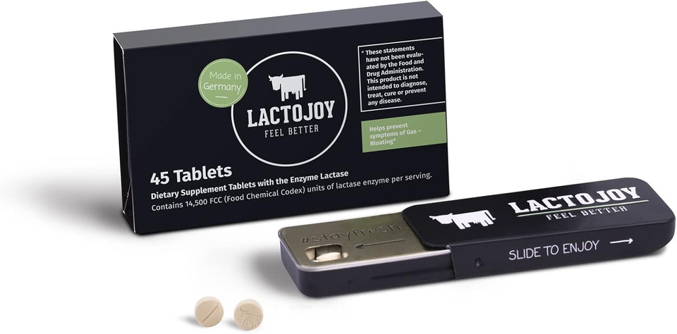 Lactojoy Lactase Pills 14.500 Fcc I 45 Pieces I Powerful Lactase Enzymes For Lactose Intolerance I Ultra Pure Lactase For Improved Digestion I No Silicon Dioxide, No Artificial Flavors, No Sucralose