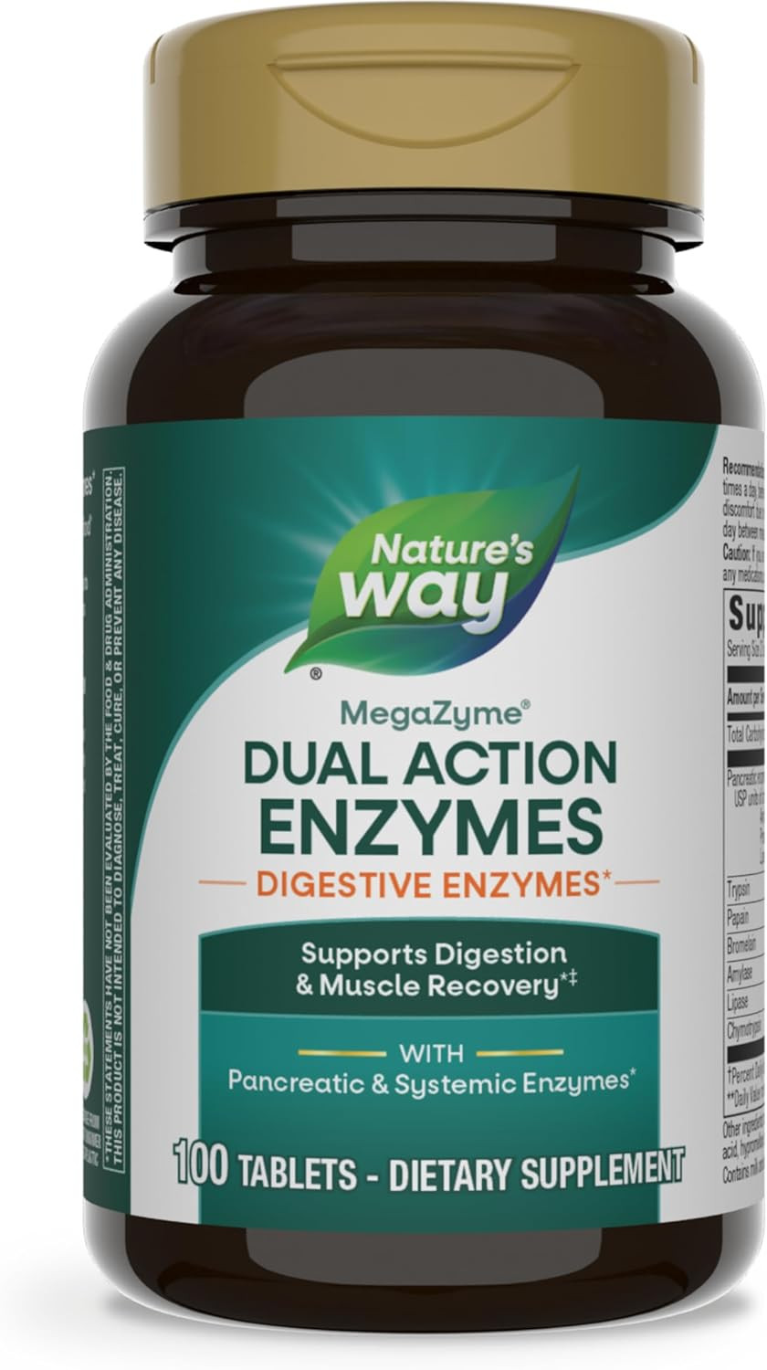 Nature'S Way Mega-Zyme, Pancreatic & Systemic Enzymes*, Relieves Occasional Muscle Soreness Due To Overexertion And Exercise,* Digestive Support*, 200 Tablets (Packaging May Vary)