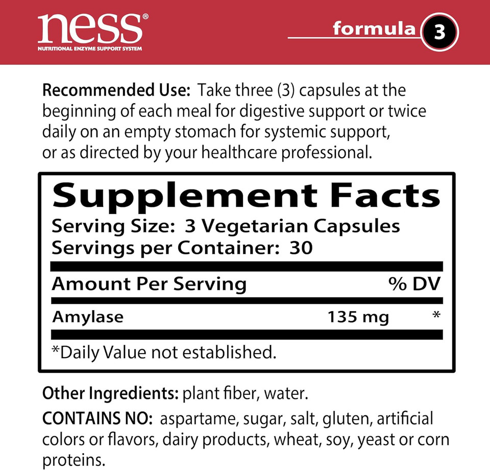Ness Enzymes- Amylase #3 90 Vegcaps