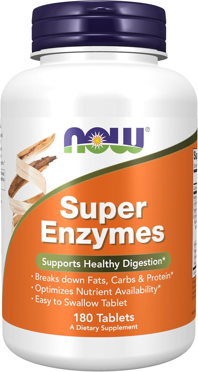 Now Foods Supplements, Super Enzymes, Formulated With Bromelain, Ox Bile, Pancreatin And Papain, 180 Tablets