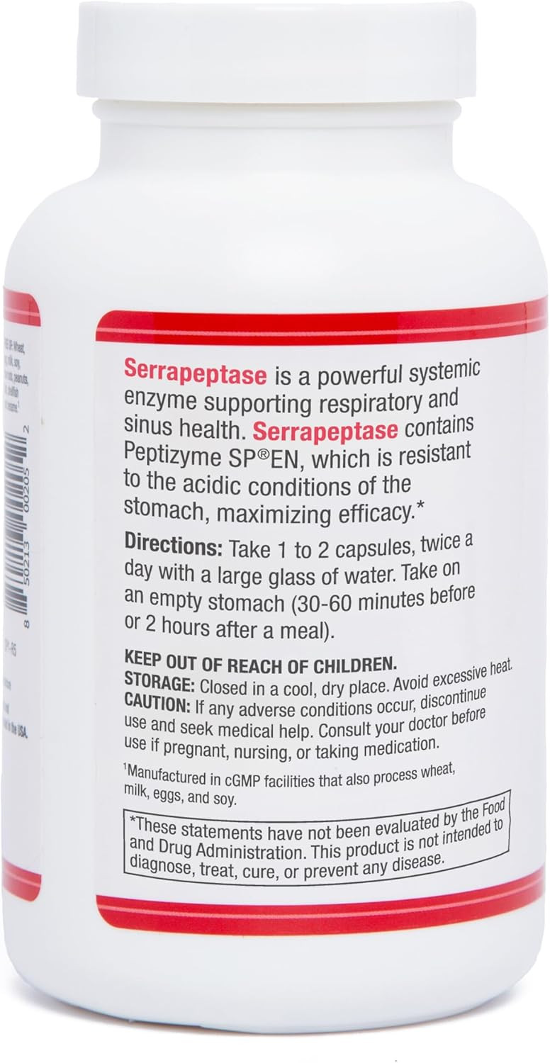 Ast Enzymes Serrapeptase 130,000 Spu  60 Vegetarian Capsules  Premium Natural Systemic Enzymes Acid-Resistant Serrapeptase