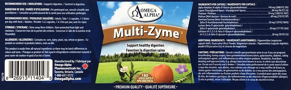 Omegaalpha Multi-Zyme Digestive Enzyme-Capsules (90)