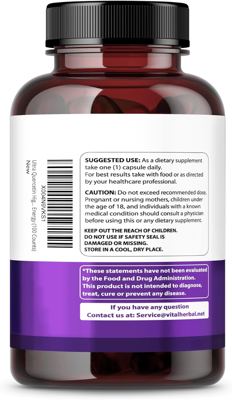 Quercetin 700Mg With Zinc, Vitamin C & Bromelain  Immune & Antioxidant Support Supplement  60 Capsules  Vital Herbal