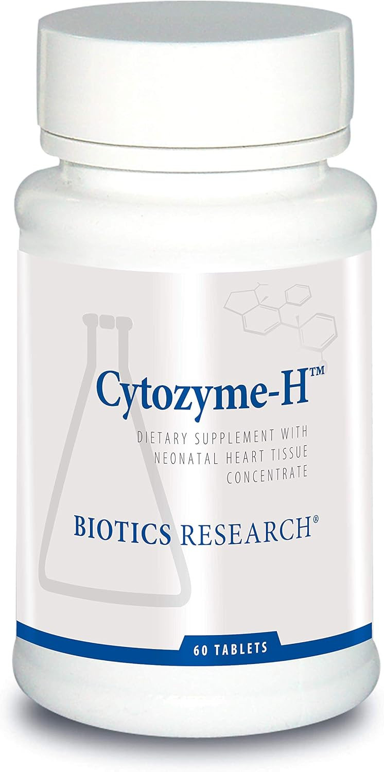 Biotics Research Cytozyme H Glandular Cardiovascular Support, Bovine Heart Concentrate, Promotes Muscular Support, Boosts Energy, Sod, Catalase, Potent Antioxidant Activity 60 Tablets