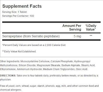 Cardiovascular Research Serraflazyme Serrapeptase Enzyme 100 Tabs