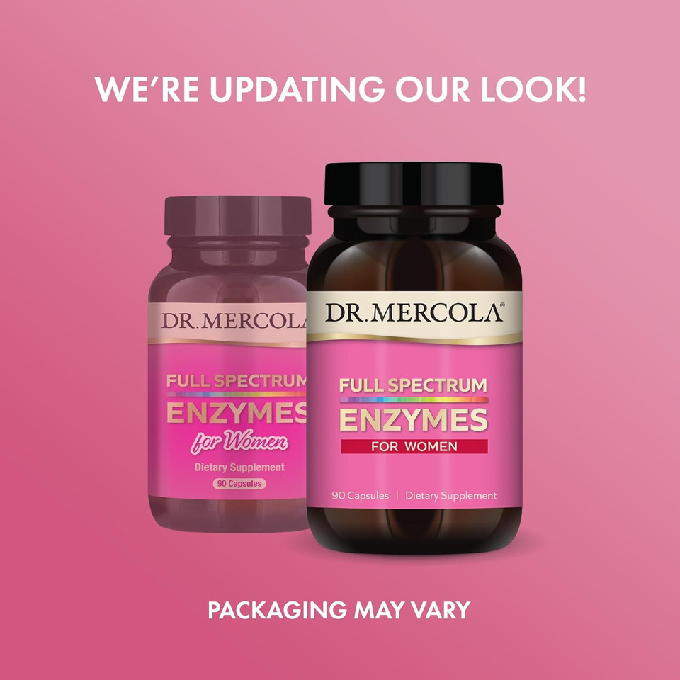 Dr. Mercola Full Spectrum Enzymes For Women - 22 Diverse Enzymes - Supports Digestive & Gut Health - Non-Gmo, Gluten-Free & Soy-Free - 90 Capsules (90 Servings)