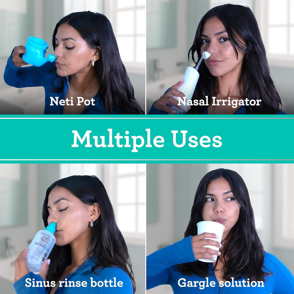 Gurunanda Premixed Saline Packets For Nasal Rinse (8 Count), All Natural Sinus Rinse Packets To Help With Allergies & Congestion Relief, 0.08Oz Each