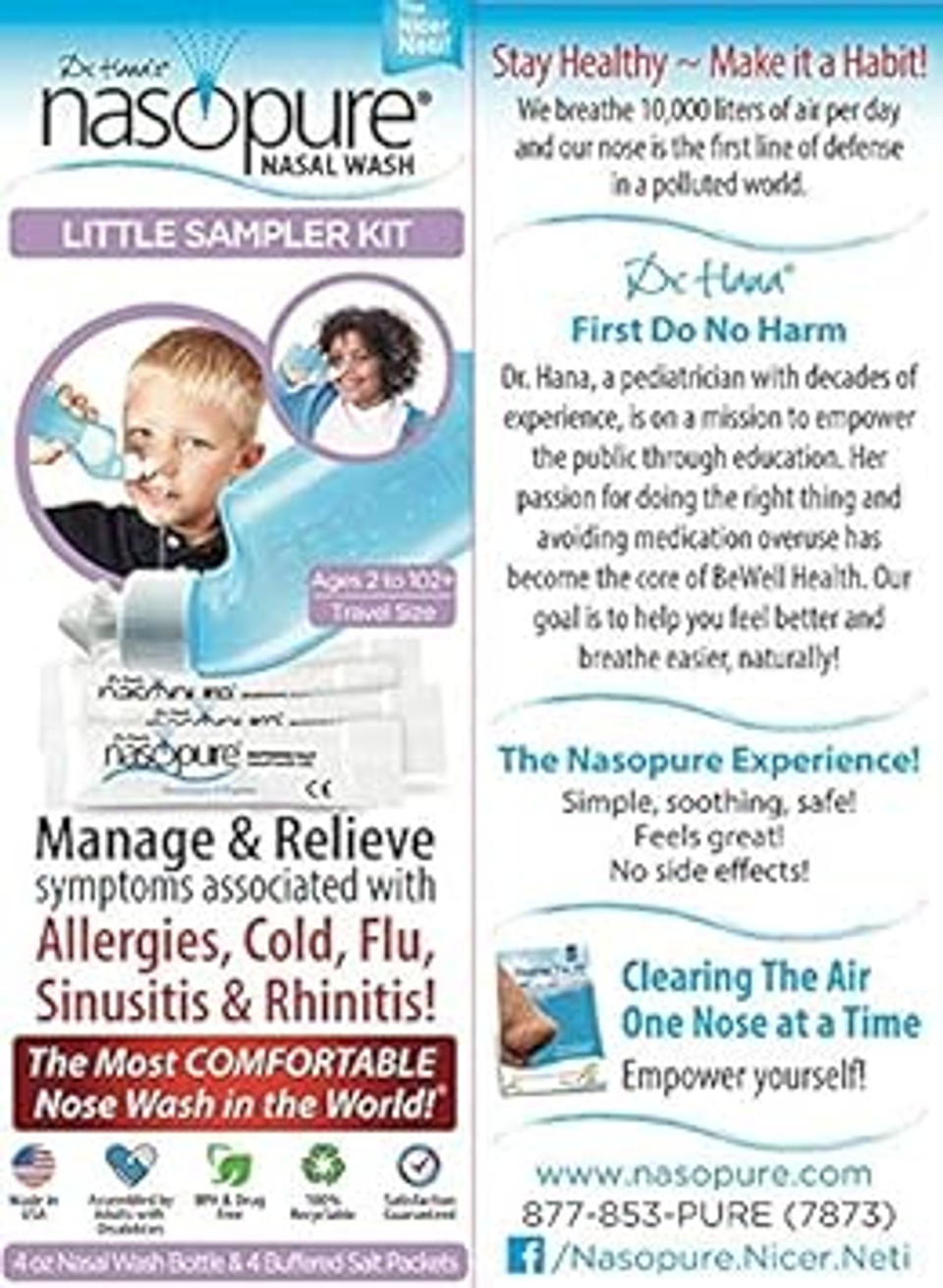 Nasopure Nasal Wash, Little Sampler Kit, The Nicer Neti Pot Sinus Wash Kit, Comfortable Nasal Rinse 4 Oz Bottle & 4 Salt Packets (3.75 Gr Each), Nasal Congestion, Cold, Allergy, Nasal Irrigation Nasopure Nasal Wash, Little Sampler Kit, The Nicer Neti Pot Sinus Wash Kit, Comfortable Nasal Rinse 4 Oz Bottle & 4 Salt Packets (3.75 Gr Each), Nasal Congestion, Cold, Allergy, Nasal Irrigation