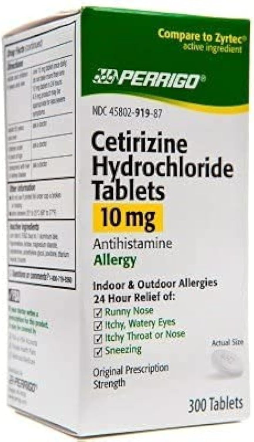 Perrigo Cetirizine Hydrochloride Tablets 10Mg, 300-Count