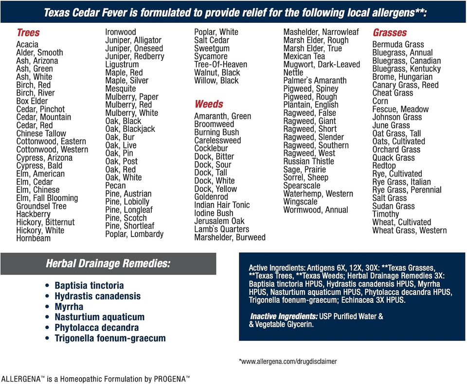 Progena Allergena Texas Cedar Fever (1 Fl Ounce, Kids)