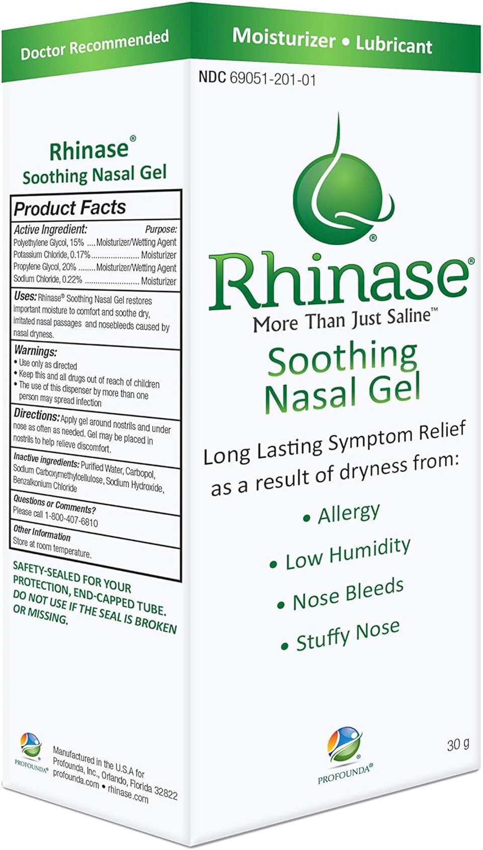 Rhinase Allergy Relief Lubricating Nasal Gel  Steroid Free, Dual Wetting Agent & Salt Formulation (1 Oz.) For Nasal Dryness Nosebleeds Saline Gel For Nose