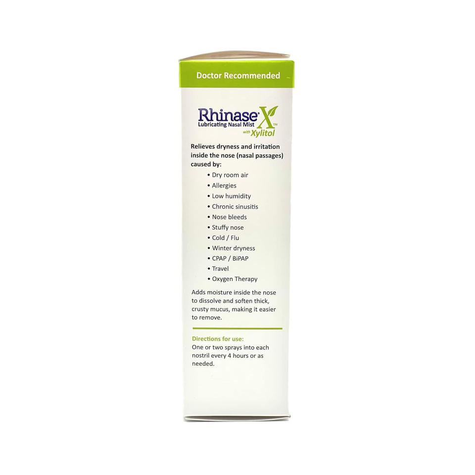 Rhinase X Lubricating Nasal Mist Spray With Xylitol | Long Lasting Symptom Relief From Nasal Dryness | Less Sneezing, Itchiness, Nasal Drip And Congestion