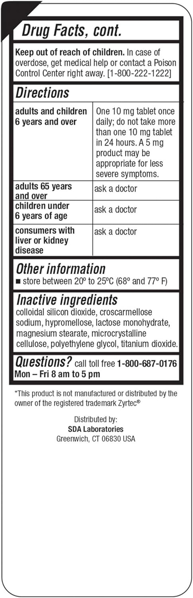Sda Laboratories All Day 24-Hour Allergy Medicine 100 Count Antihistamine For Allergies, Pollen, Hay Fever, Dry, Itchy Eyes | Cetirizine Hcl 10Mg Tablets Sda Laboratories All Day 24-Hour Allergy Medicine 100 Count Antihistamine For Allergies, Pollen, Hay Fever, Dry, Itchy Eyes | Cetirizine Hcl 10Mg Tablets