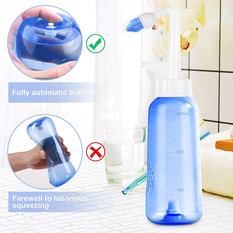 Neti Pot Sinus Rinse Bottle - Gentle Nasal Wash Bottle Nose Cleaner For Effective Pressure Irrigatio 300 Ml With 20 Nasal Wash Salt Packets Neti Pot Sinus Rinse Bottle - Gentle Nasal Wash Bottle Nose Cleaner For Effective Pressure Irrigatio 300 Ml With 20 Nasal Wash Salt Packets