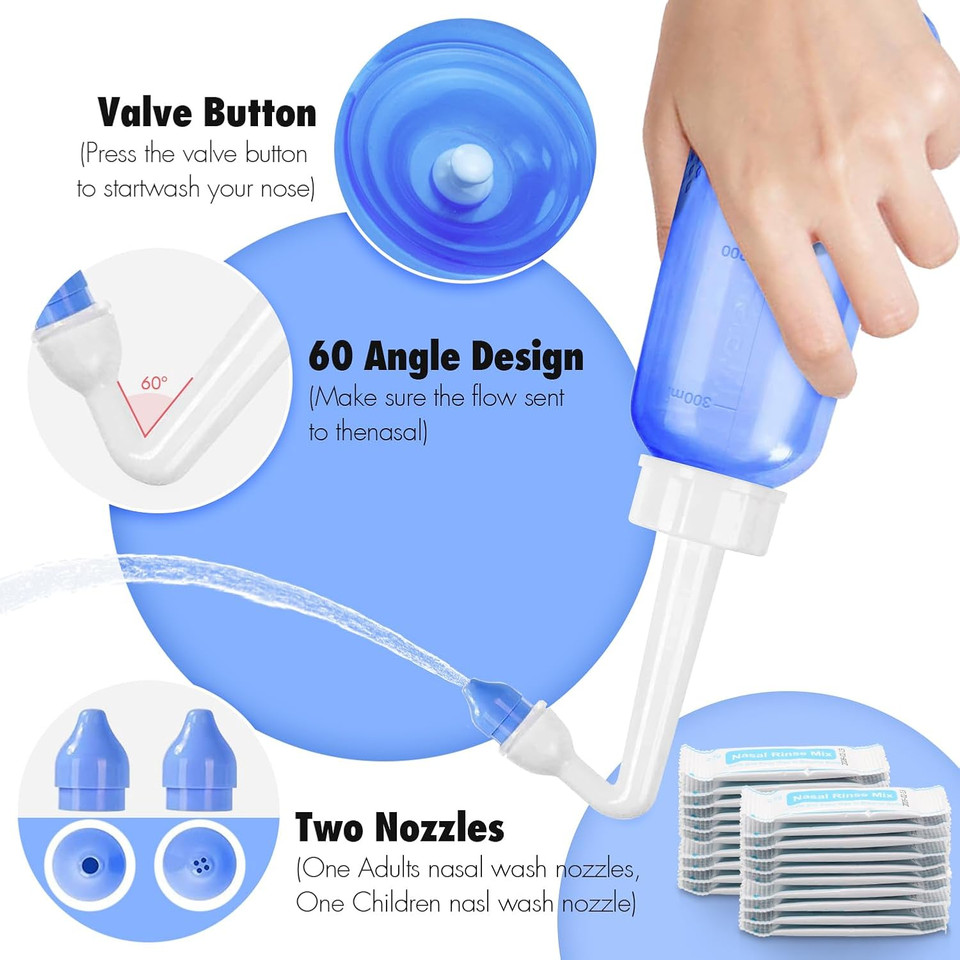 Neti Pot Sinus Rinse Bottle - Gentle Nasal Wash Bottle Nose Cleaner For Effective Pressure Irrigatio 300 Ml With 20 Nasal Wash Salt Packets Neti Pot Sinus Rinse Bottle - Gentle Nasal Wash Bottle Nose Cleaner For Effective Pressure Irrigatio 300 Ml With 20 Nasal Wash Salt Packets