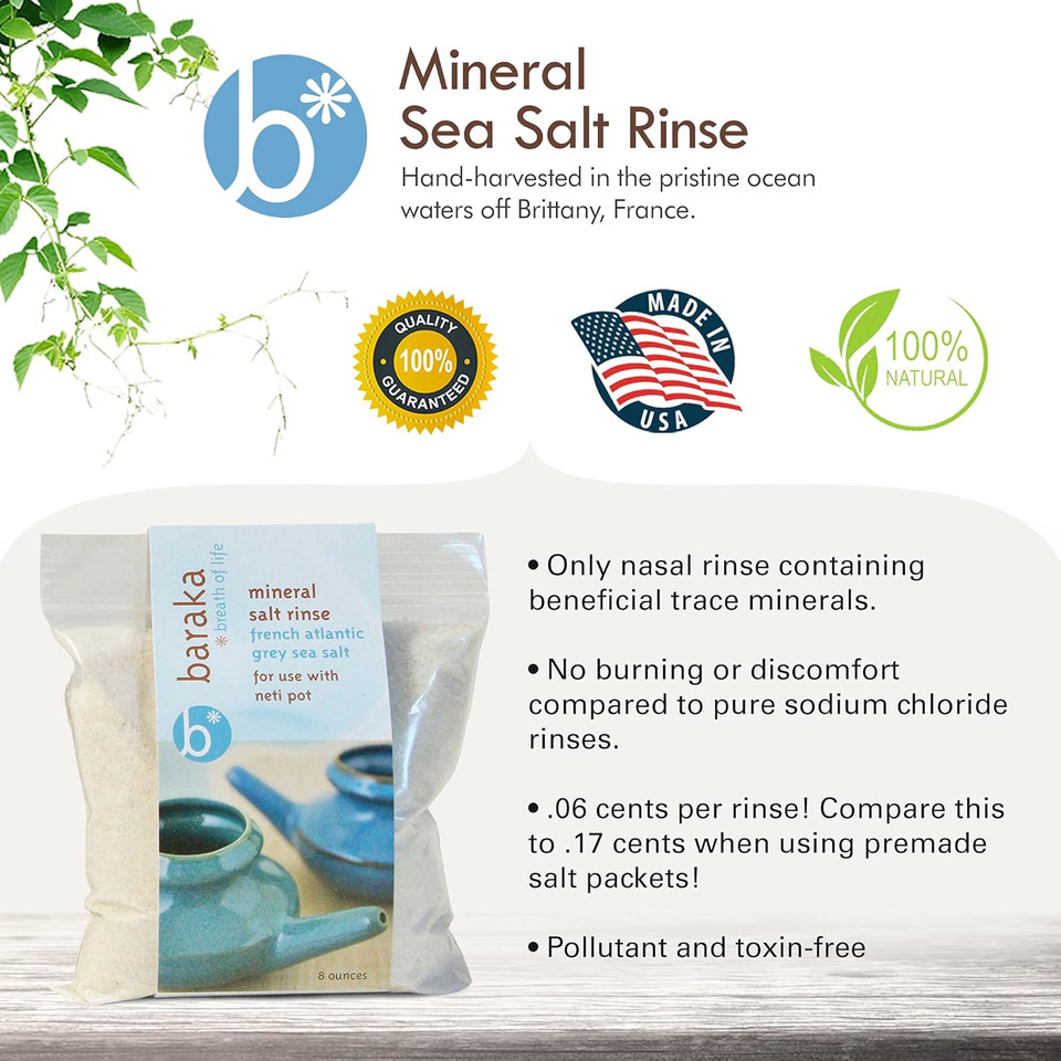 Ceramic Neti Pot Sinus Rinse With Mineral Sea Salt - Saline Solution - Pair With Your Ceramic Neti Pot - Sinus Care Rinse - Nose Rinse - Nasal Salt - Mineral Sea Salt Rinse (16 Oz - 2 Pack) Ceramic Neti Pot Sinus Rinse With Mineral Sea Salt - Saline Solution - Pair With Your Ceramic Neti Pot - Sinus Care Rinse - Nose Rinse - Nasal Salt - Mineral Sea Salt Rinse (16 Oz - 2 Pack)