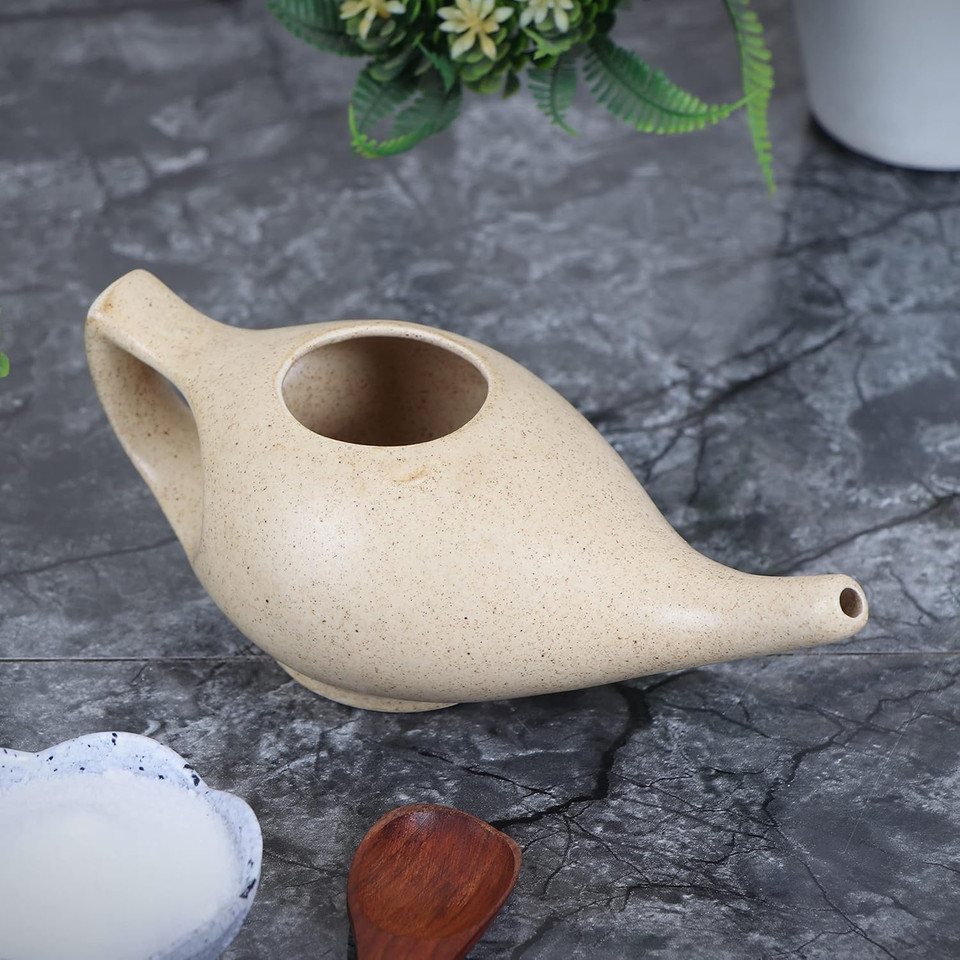 Durable Porcelain Ceramic Neti Pot Hold 230 Ml Water Comfortable Grip With 10 Sachet Neti Salt | Microwave And Dishwasher Safe Eco Friendly Natural Treatment For Sinus And Congestion (Brown Matt) Durable Porcelain Ceramic Neti Pot Hold 230 Ml Water Comfortable Grip With 10 Sachet Neti Salt | Microwave And Dishwasher Safe Eco Friendly Natural Treatment For Sinus And Congestion (Brown Matt)