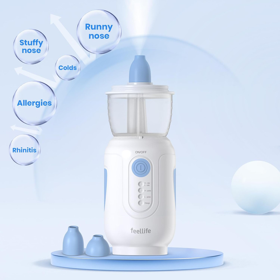 Nasal Irrigation System For Kids And Adults - Electric Neti Pot Nasal Irrigator For Saline Rinse Sinus Infection Treatment, 4 Adjustable Modes, Portable Sinus Rinse Kit (Blue)