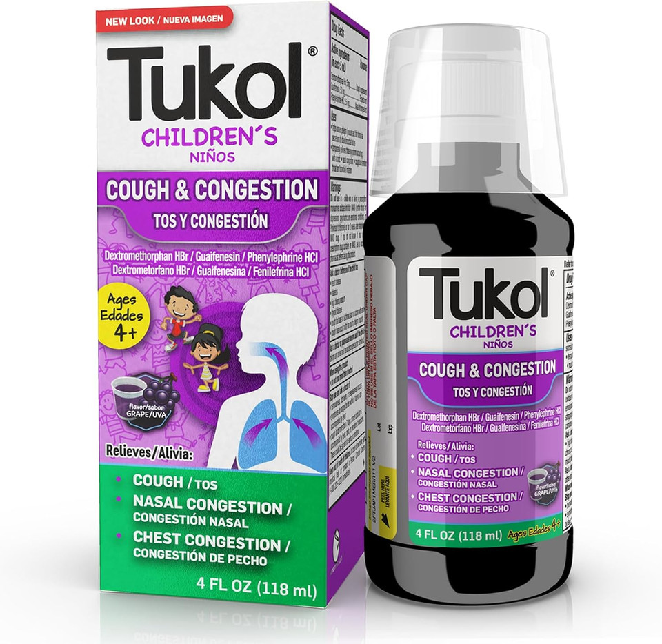 Tukol Children'S Cold & Flu Kids Cold And Flu Medicine, Children'S Cough And Cold Medicine, Multi-Symptom Relief For Fever, Aches, Nasal Congestion, Berry-Flavored, 4 Fl Oz