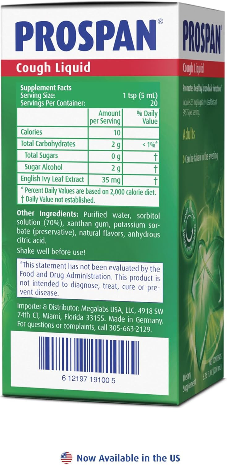 Prospan Ivy Leaf Extract Cough Syrup For Adults - 21 X 5Ml Sachets - Supports Mucus Clearance & Respiratory Health - Non-Drowsy, No Added Sugar - Also Known As Abrilar
