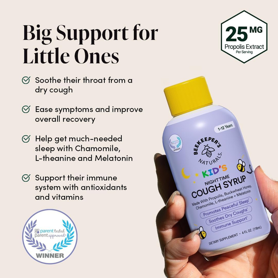 BeekeeperS Naturals B.Better Nighttime Cough Syrup For Adults - Elderberry Extract, Bee Propolis Extract, Buckwheat Honey - Immune Support, 4 Oz BeekeeperS Naturals B.Better Nighttime Cough Syrup For Adults - Elderberry Extract, Bee Propolis Extract, Buckwheat Honey - Immune Support, 4 Oz