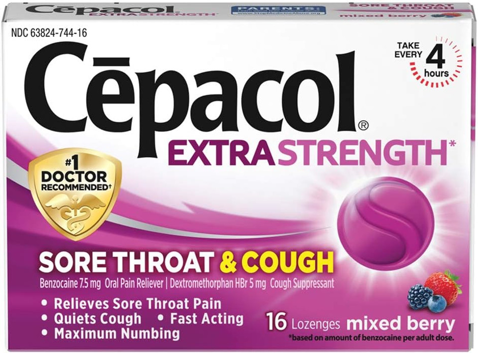 Cepacol Maximum Strength Throat And Cough Drop Lozenges, Mixed Berry, 16 Count