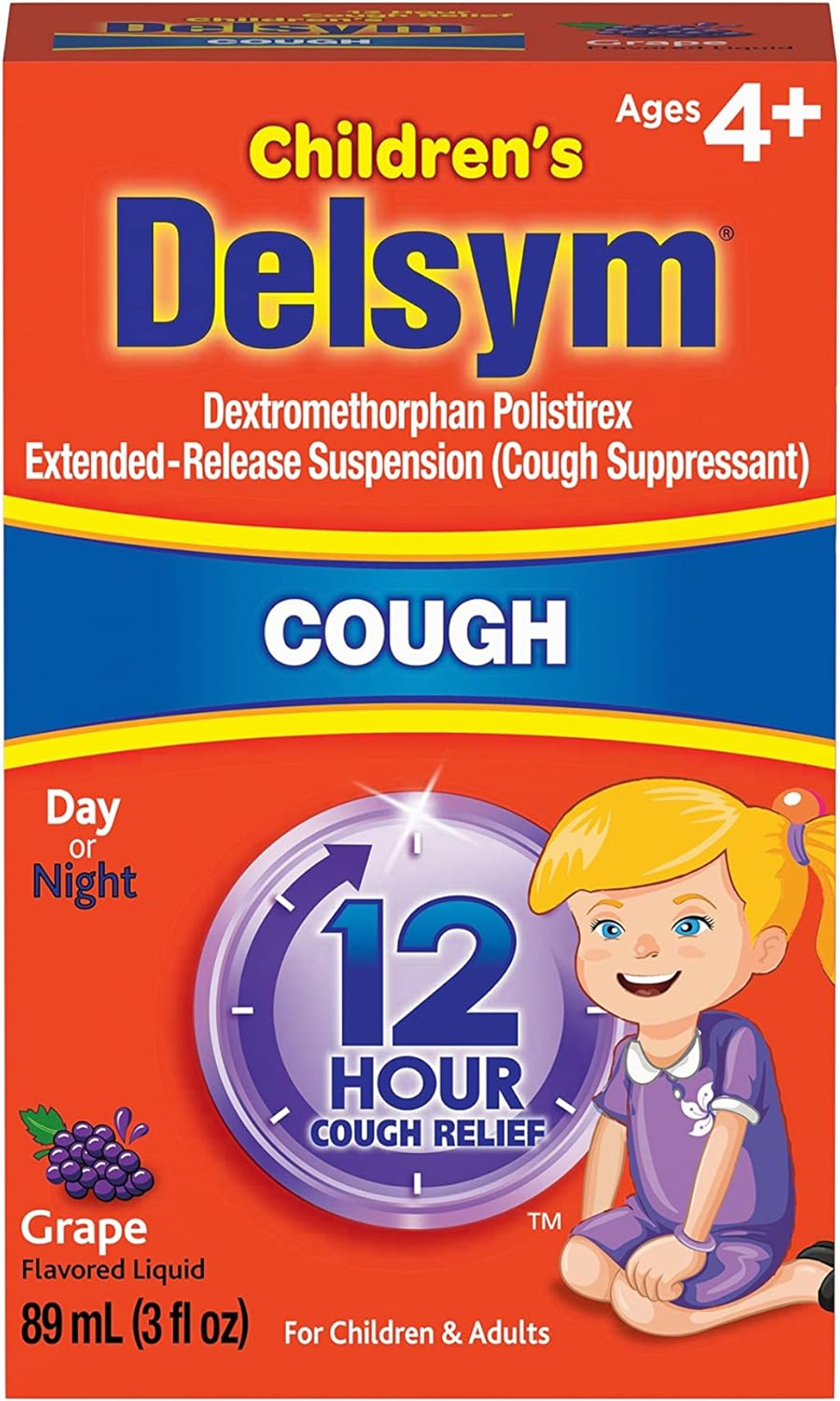 Delsym 12 Hr Children'S, Cough Relief Liquid, Grape, 5Oz