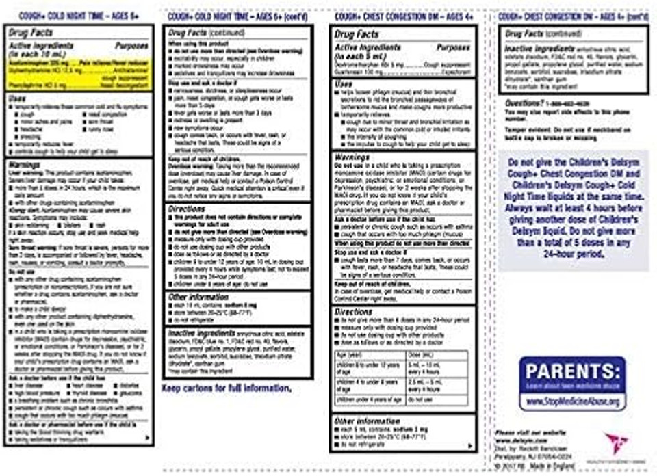 Delsym Children'S Cough + Chest Congestion Day & Night Cold Liquid, Cherry & Berry, 8 Oz