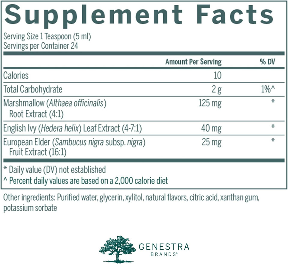 Genestra Brands English Ivy Syrup | Herbal Combination To Support Upper Respiratory Health In Adults | 4 Fl. Oz. | Natural Raspberry Flavor