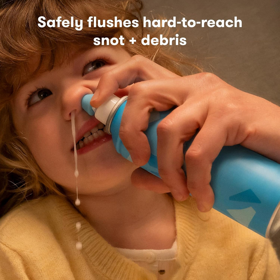 Frida Saline Rinse For Toddler, Kids, Ages 2+, Saline Rinse For Sinus, Instant Congestion Relief & Allergy Relief, Flush Out Allergens, Mucus, Pollen, Dust, Safe For Daily Use