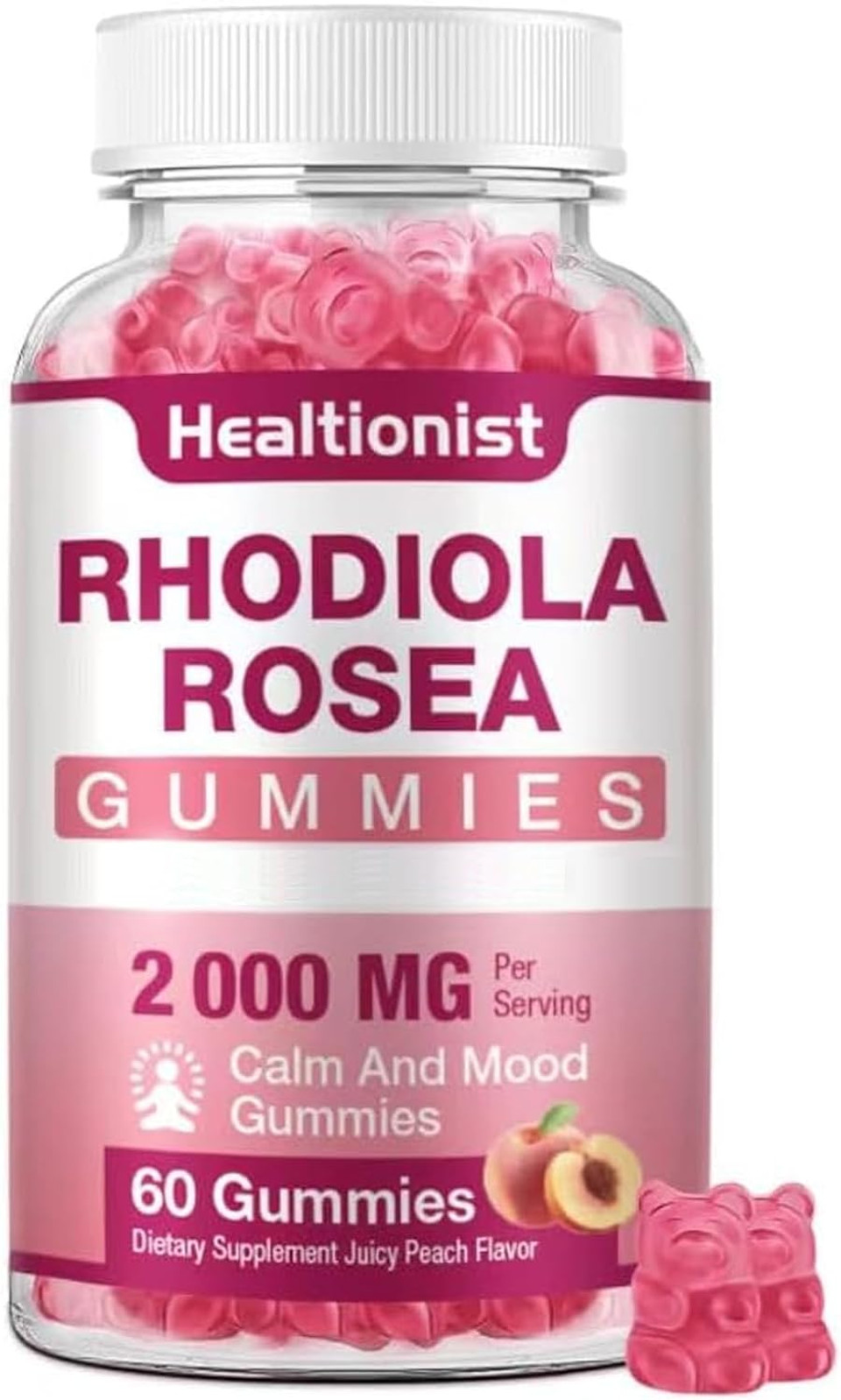 2 Packs Sugar-Free Rhodiola Rosea Gummies Adaptogenic Rhodiola Rosea Supplement & Cortisol Blocker For Performance, Stamina, Mood & Motivation - Non-Gmo, 120 Vegan Chews