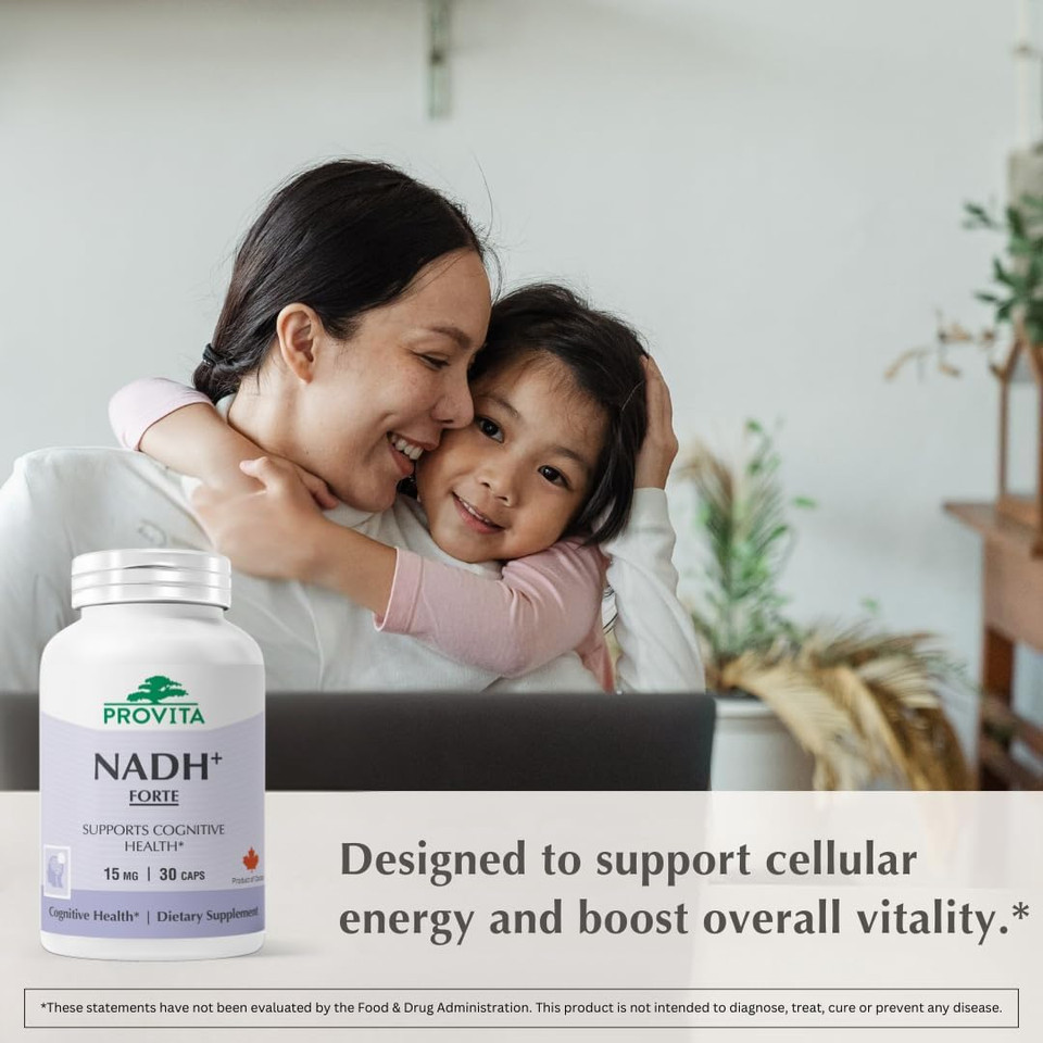 Nadh+ - High Potency Cellular Energy Booster - Supports Mental Clarity, Focus & Cognitive Health - 100% Vegan Formula (30 Capsules)