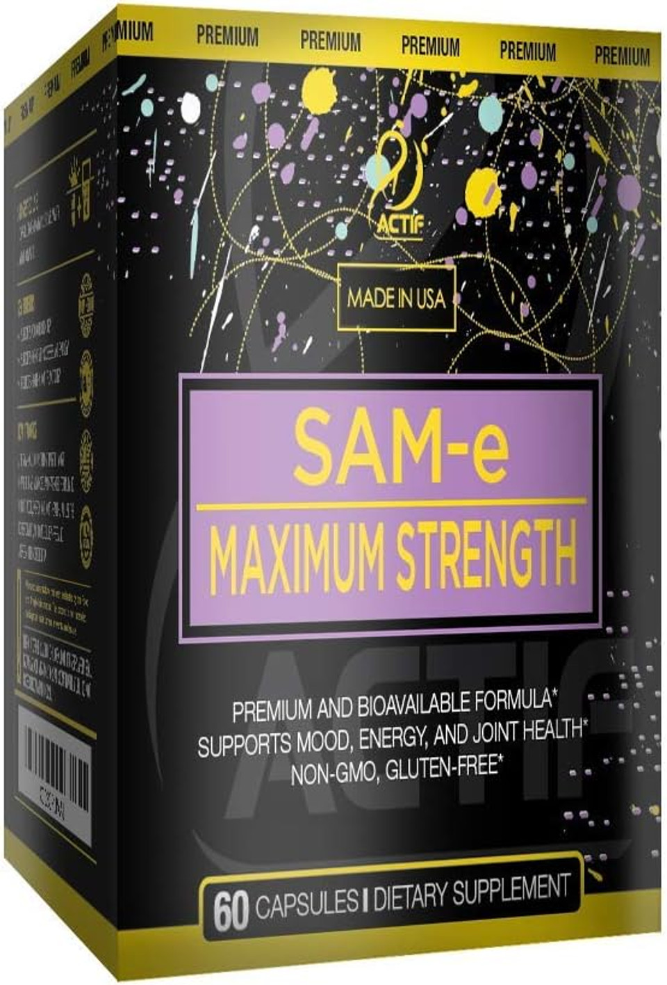 Actif Sam-E Maximum Strength With 400Mg High Absorption Sam-E For Mood And Energy, Non Gmo, 60 Count, Made In Usa