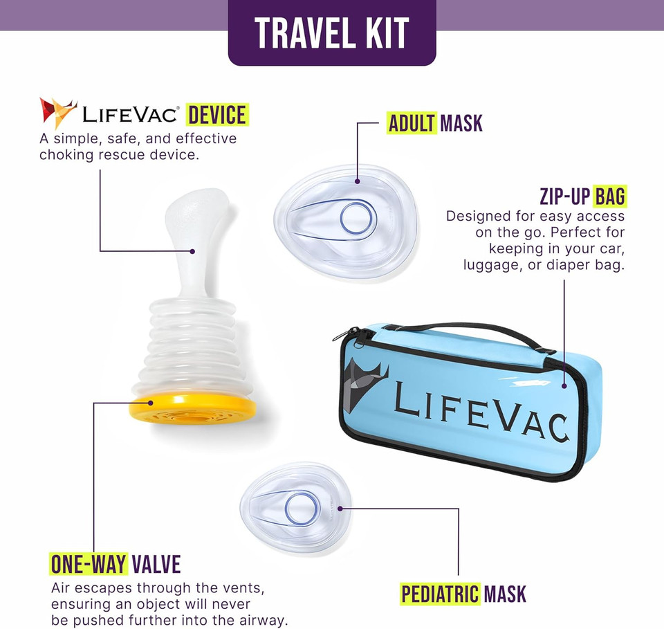 Lifevac Home & Blue Travel Kit Combo - Portable Suction Rescue Device, First Aid Kit For Kids And Adults, Portable Airway Suction Device For Children And Adults