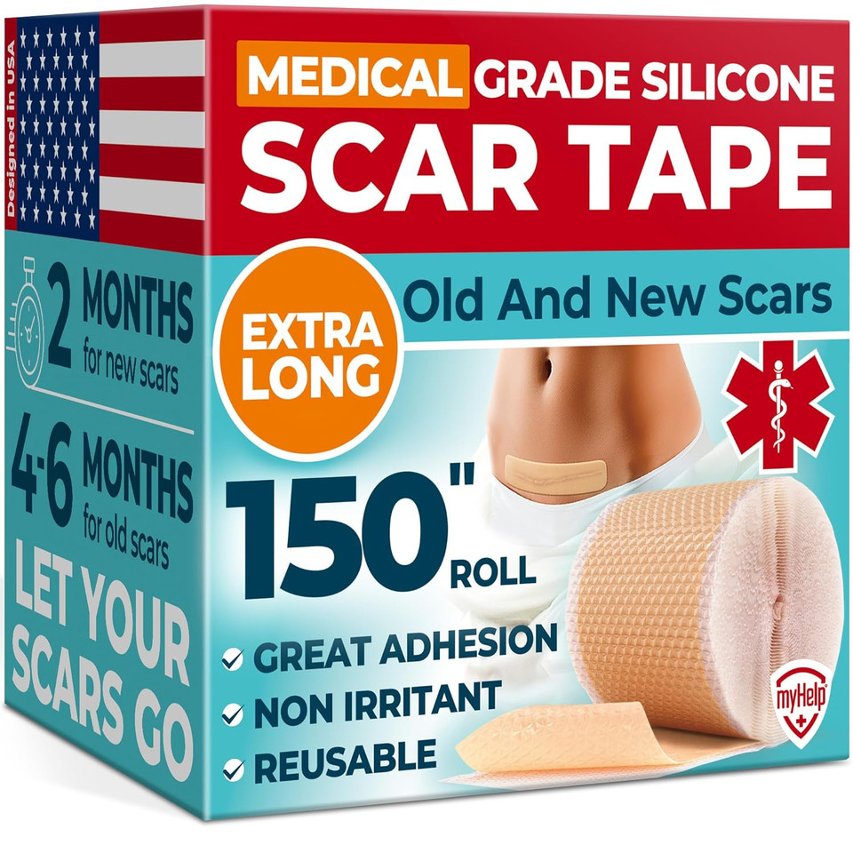 Medical Grade Silicone Scar Tape - 1.6X60 - Visible Difference On Surgical & Keloid Scars - Reusable Silicone Scar Sheets - Easy To Use Silicone Tape For Scars