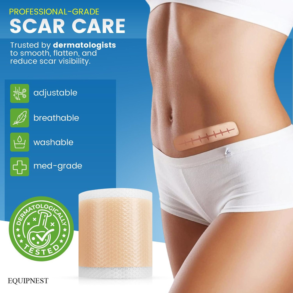 Silicone Scar Sheets,Silicone Scar Tape, (1.6 X 60 Roll, 1.5M) Scar Removal Strips For Surgical Scars,Keloids, C-Section, & Burns Tummy Tuck Reusable Tape