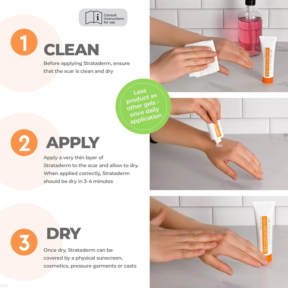Strataderm Professional Scar Therapy Gel | Old And New Scars From General Surgery, Trauma, Wounds, Burns, Bites, Acne & Skin Disease | Reduces Redness, Discoloration, Discomfort & Itch | 10G (0.35Oz)