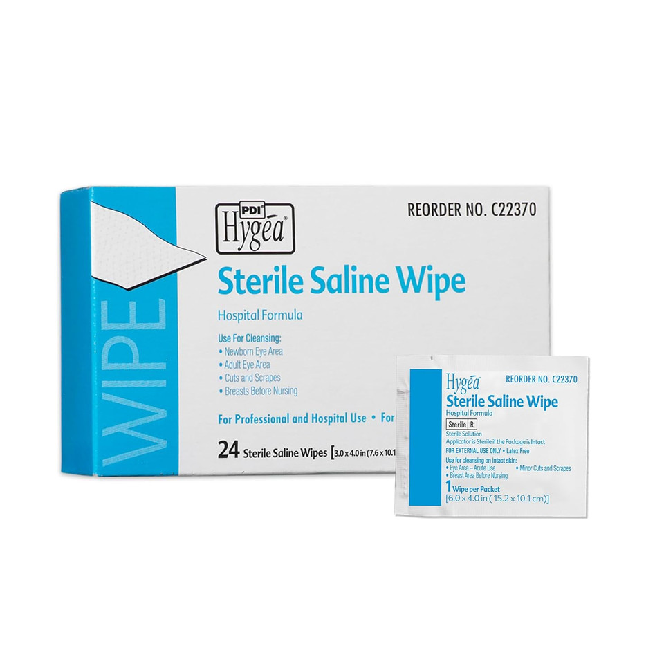 Hygea C22370 Sterile Saline Wipe, 6" X 4", 24/Bx